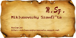 Miklusovszky Szavéta névjegykártya